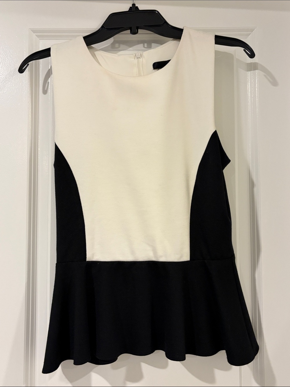 Aqua Black and White Peplum Tank Top